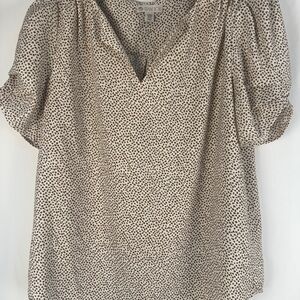 Eliane Rose Cream and Brown Patterned Blouse, work wear, layering